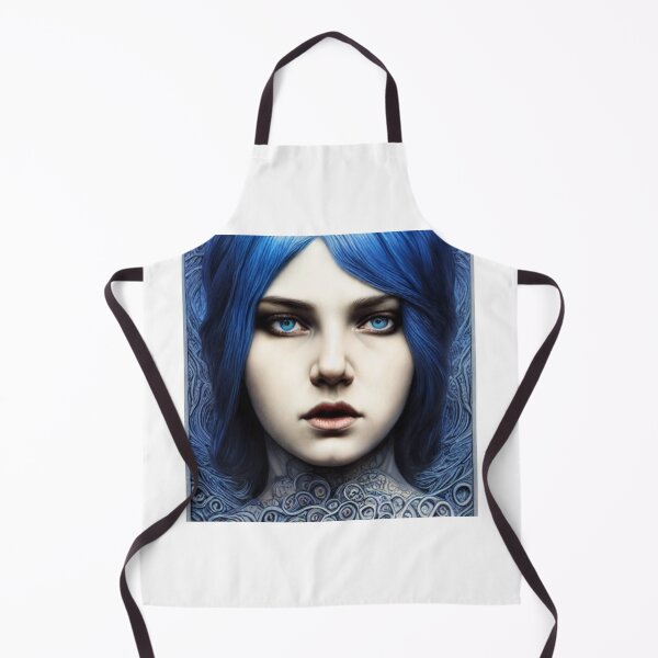 Item preview, Portrait of beautiful cute girl with curly long blue hair. designed and sold by Ingahaliullina.