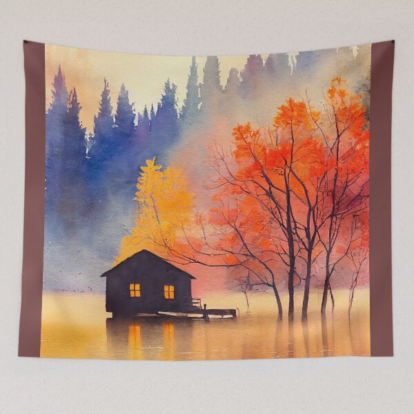 Item preview,  Colorful Autumn Landscape Watercolor 11 designed and sold by Red Witch Art.