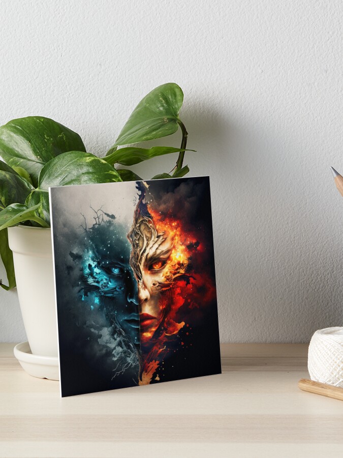 Good vs Evil abstract face Art Board Print for Sale by DamagedNation