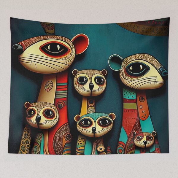 Item preview, Artistic modern artwork family of meerkats designed and sold by RK - Shop.