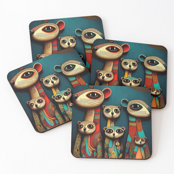 Item preview, Artistic modern artwork family of meerkats designed and sold by RK - Shop.