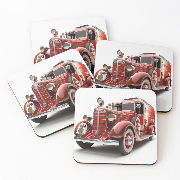 Item preview, Art Deco Fire Truck designed and sold by TheArtfulAI.