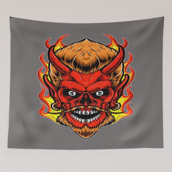 Item preview, Red Skull Horns scary spooky face awesome best art designed and sold by AssamFT.
