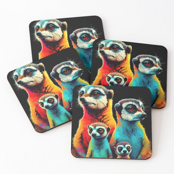 Item preview, Painting of a colorful meerkat family designed and sold by RK - Shop.