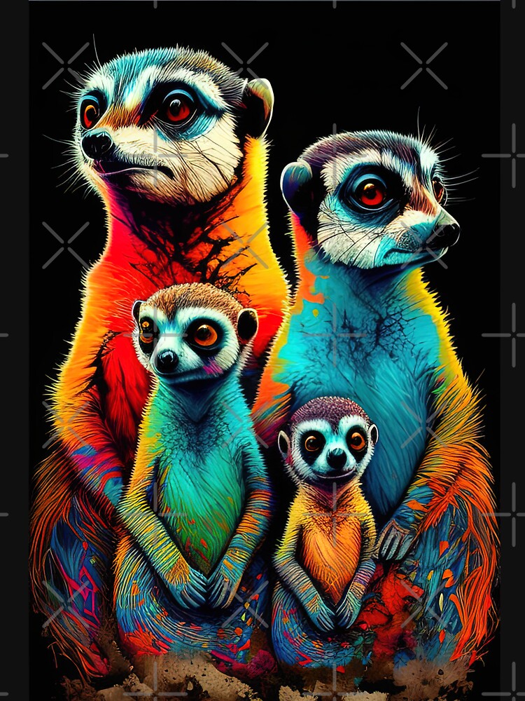 Painting of a colorful meerkat family Essential T-Shirt for Sale by Remco  Kouw