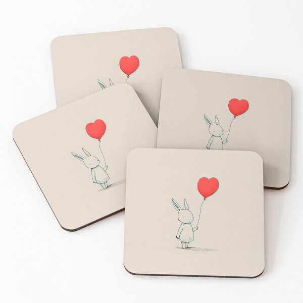 Item preview, cute bunny with a red heart-shaped balloon designed and sold by kamionari.