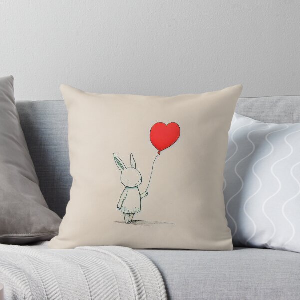 Item preview, cute bunny with a red heart-shaped balloon designed and sold by kamionari.