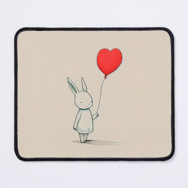 Item preview, cute bunny with a red heart-shaped balloon designed and sold by kamionari.