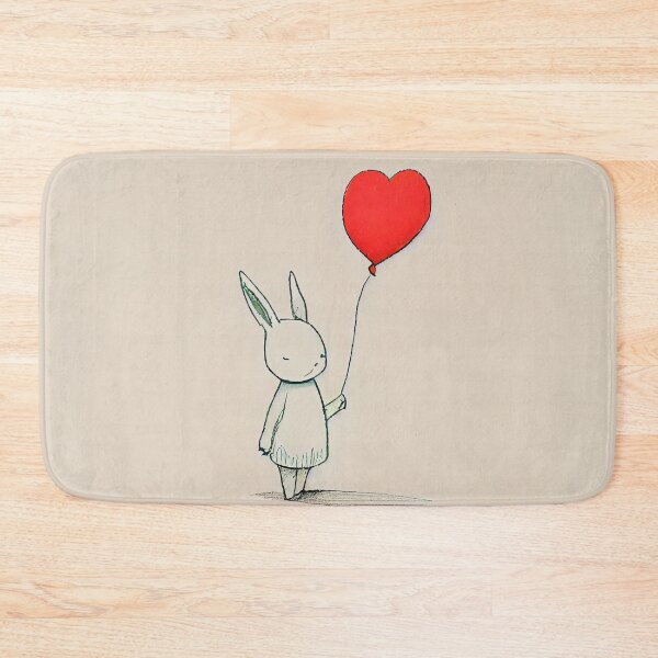 Item preview, cute bunny with a red heart-shaped balloon designed and sold by kamionari.