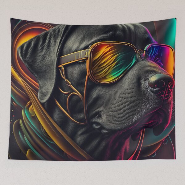 Item preview, Psychedelic labrador with mirrored sunglasses 2 designed and sold by lmcrodrigues.