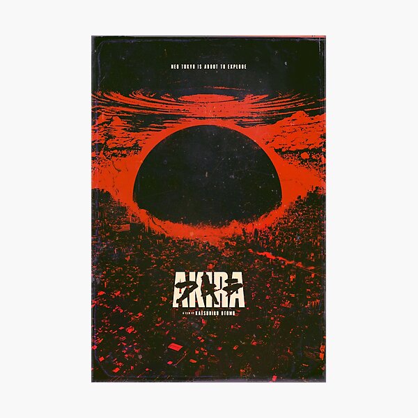 Aperçu de l'œuvre Affiche d'explosion de la ville cyberpunk d'Akira rouge créée et vendue par Neromancer.
