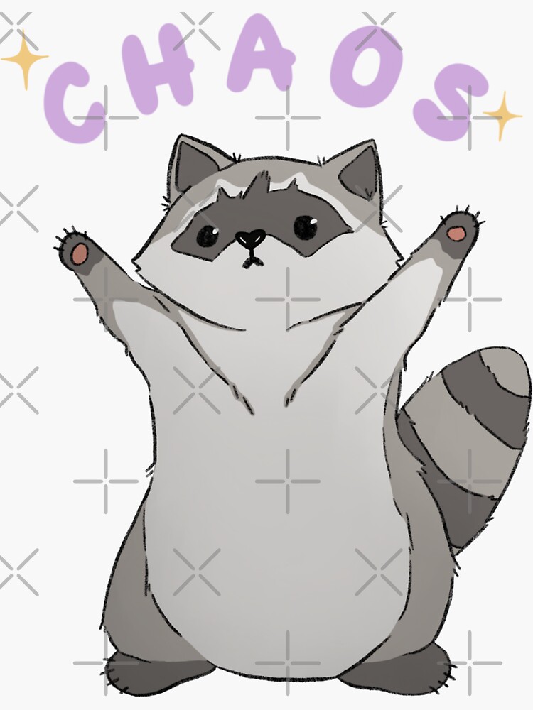 Thumbnail 3 of 3, Sticker, Raccoon Chaos designed and sold by dabidraws.