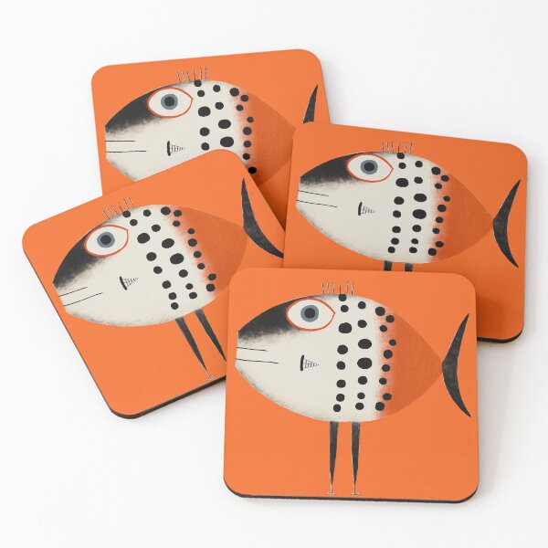 Item preview, Fish graphic poster. Bold orange colour, Naive Art, Fish illustration, Minimalistic wall art, Printable Wall art, Beige Wall Art designed and sold by FewCaratArt.