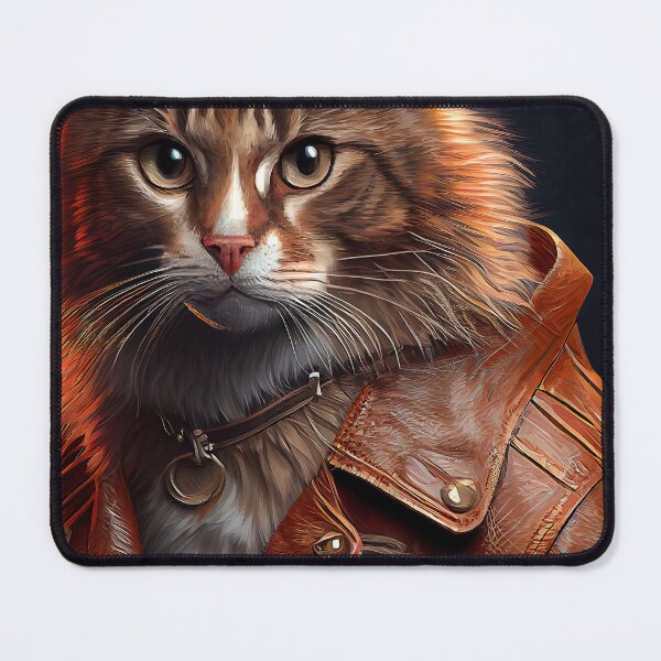 Item preview, American Bobtail cat wears a leather jacket Cat Breed Portrait designed and sold by Nalaxation.