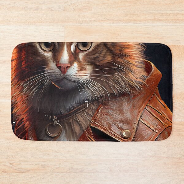 Item preview, American Bobtail cat wears a leather jacket Cat Breed Portrait designed and sold by Nalaxation.