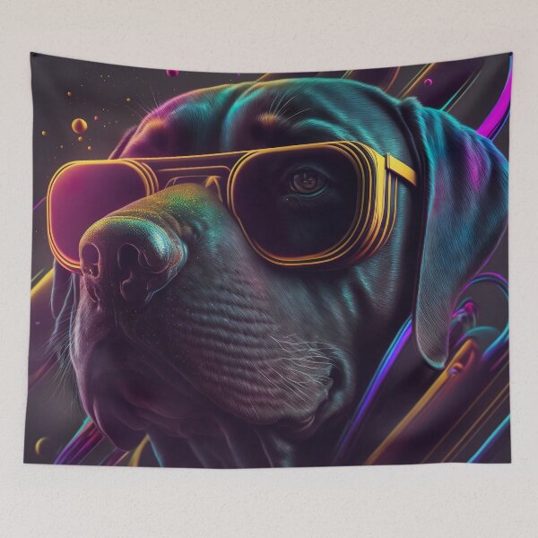 Item preview, Psychedelic labrador with mirrored sunglasses 3 designed and sold by lmcrodrigues.