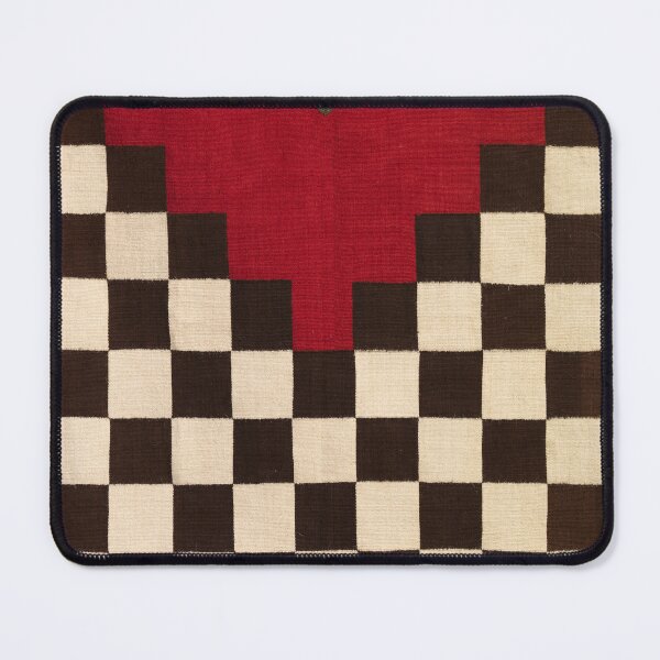 Item preview, BLACK WHITE CHECKERS IN RED Antique Inca Tunic designed and sold by BulganLumini.