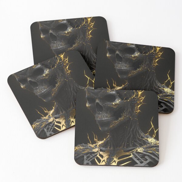 Item preview, Dark Elegance: A Demon Skull bedecked with Golden Fissures designed and sold by Bold Dark savage.