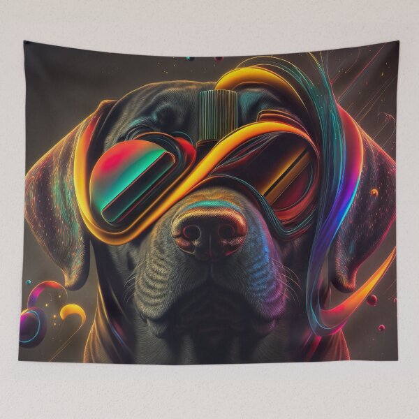 Item preview, Psychedelic labrador with mirrored sunglasses 4 designed and sold by lmcrodrigues.