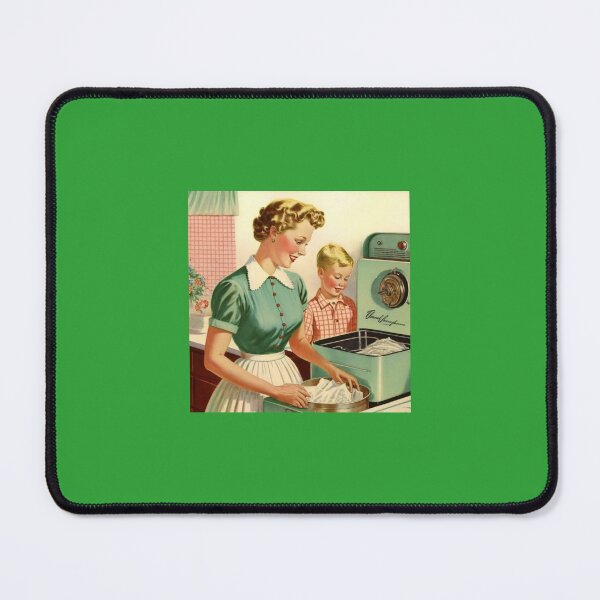 Item preview, 1950s Mom Showing Son How to Wash Clothes in Machine designed and sold by Bleknervin.