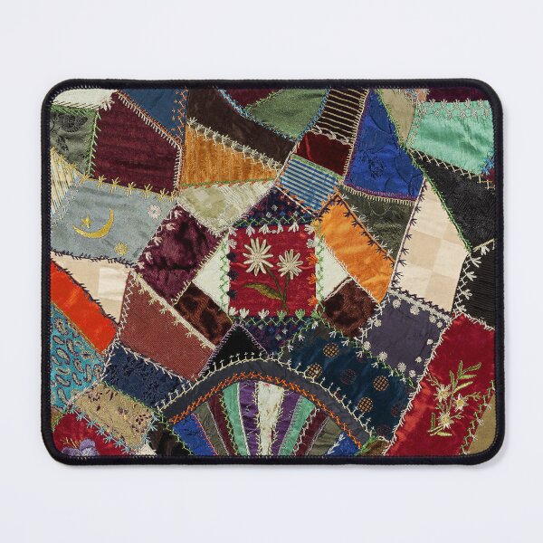 Item preview, COLORFUL CRAZY QUILT, ABSTRACT GEOMETRIC PATCHWORK WITH FLOWERS designed and sold by BulganLumini.