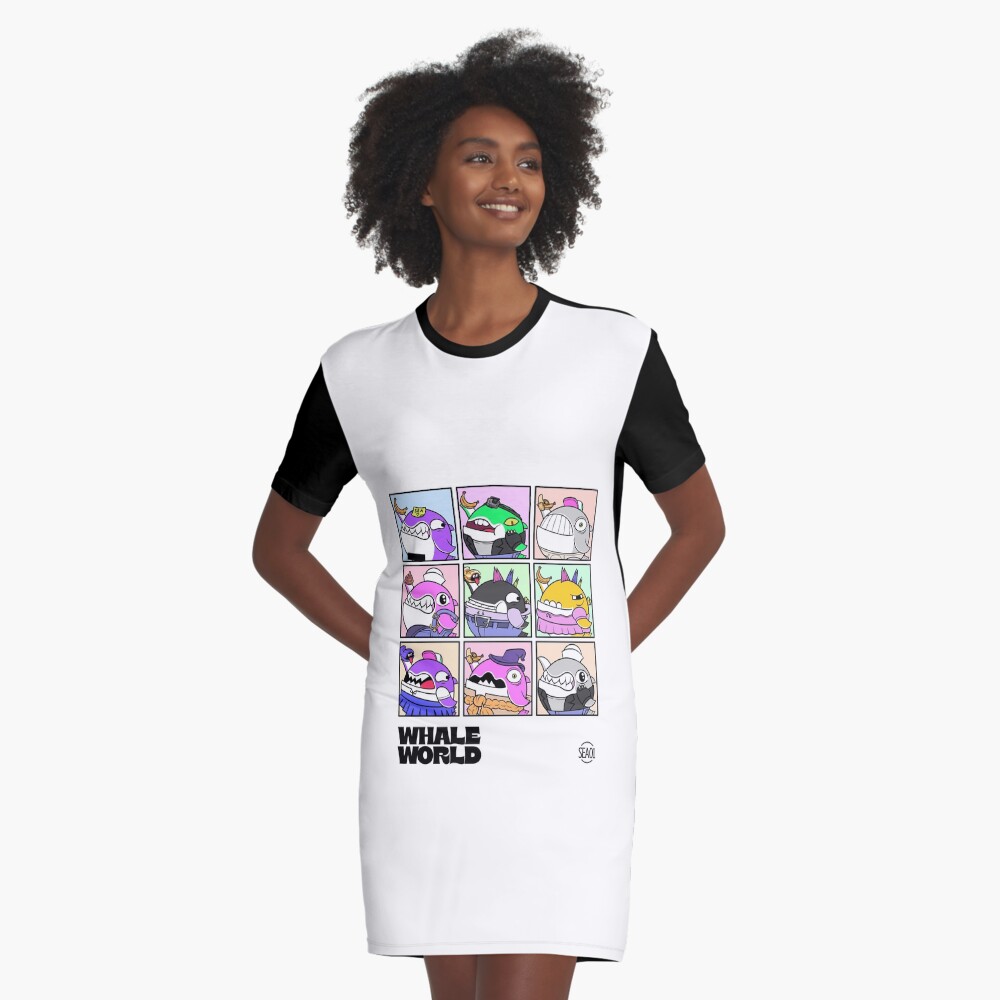 Whale World Cool Characters Graphic T-Shirt Dress
