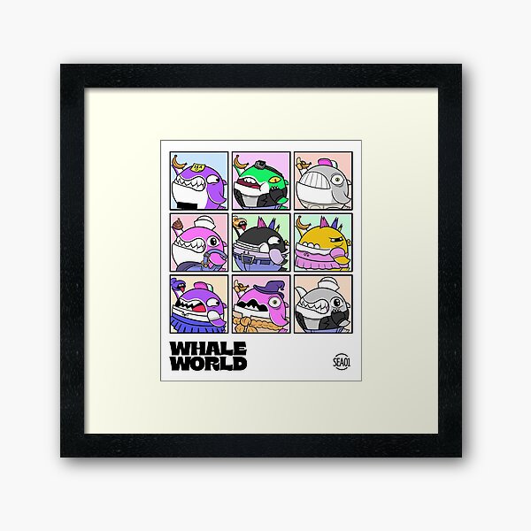 Whale World Cool Characters Framed Art Print