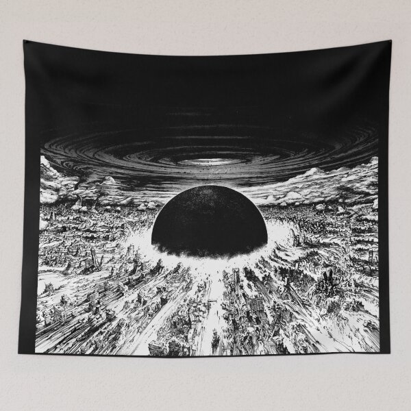 Item preview, Akira cyberpunk city explosion poster monochrome designed and sold by Neromancer.