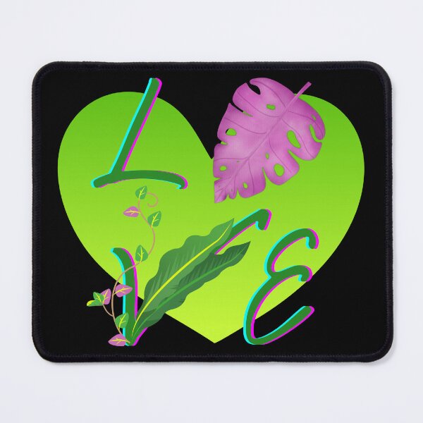 Item preview, Love in Leaves.. Pink Tropical leaves and green love heart designed and sold by ditzy-designs.