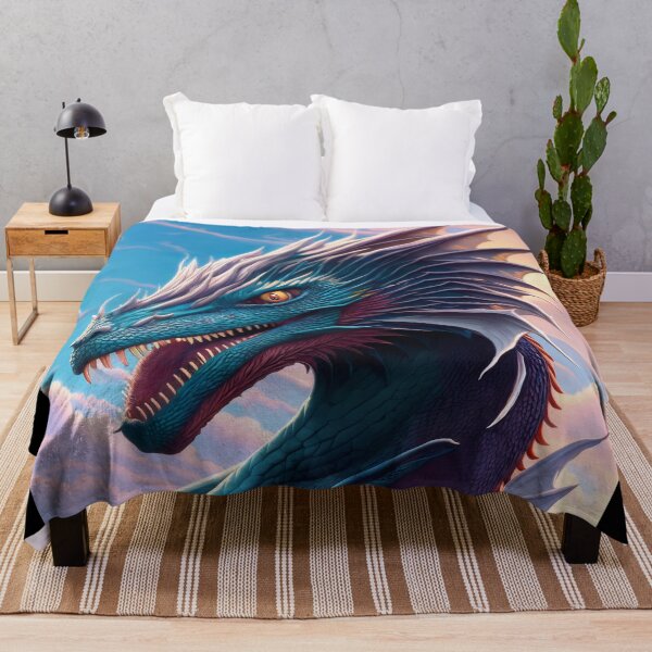 Item preview, Intricate Blue and White Scaled Dragon at Sunrise designed and sold by dragynrain.