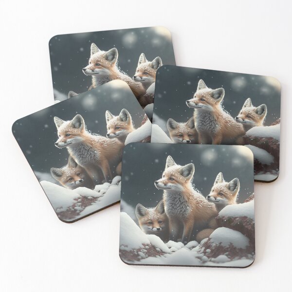 Item preview, Young foxes looking intently at the snow designed and sold by Globuwear.
