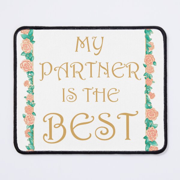 Item preview, Partner is the Best - Best Partner Gift - Gold & Roses Border - White designed and sold by EcoElsa.