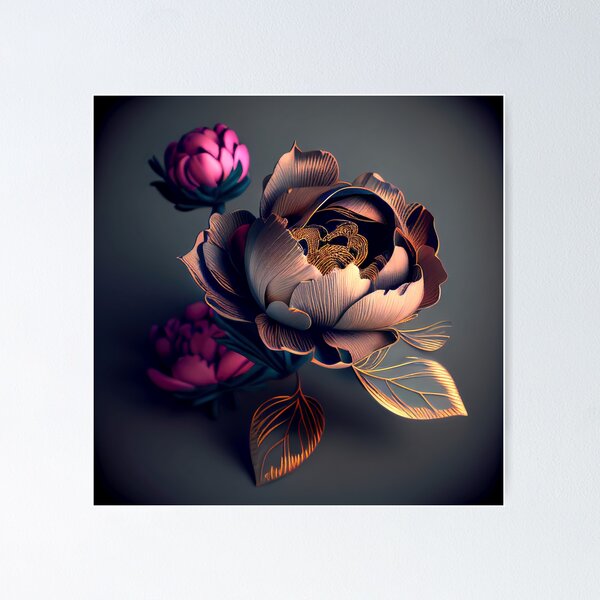 Item preview, Metal peony 4 designed and sold by AgeeTattoos.
