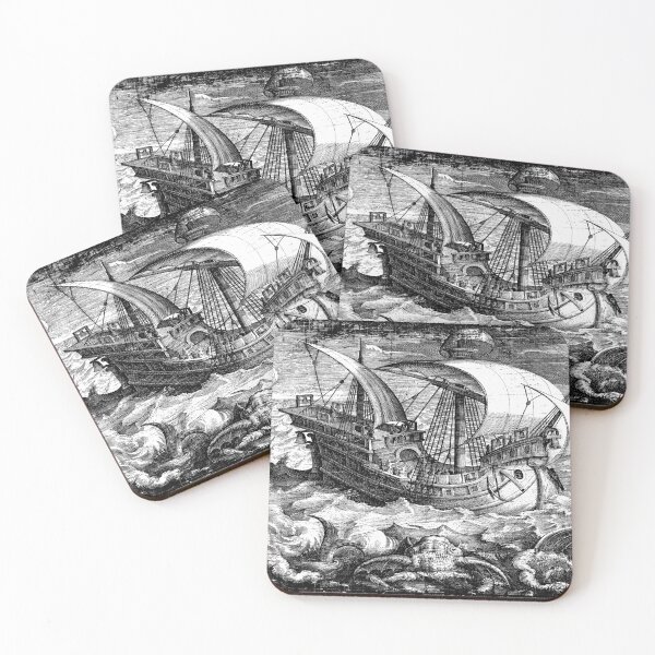 Artikelvorschau, Stormy Ocean Ancient Ship Stylized Lightning Edition entworfen und verkauft von Verdant Rose Studio.