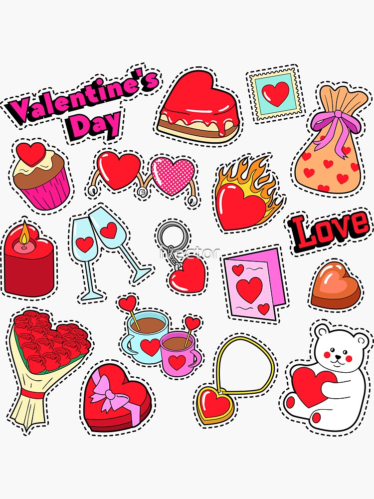 Happy Valentines Day Doodle for Scrapbook, Stickers, Patches