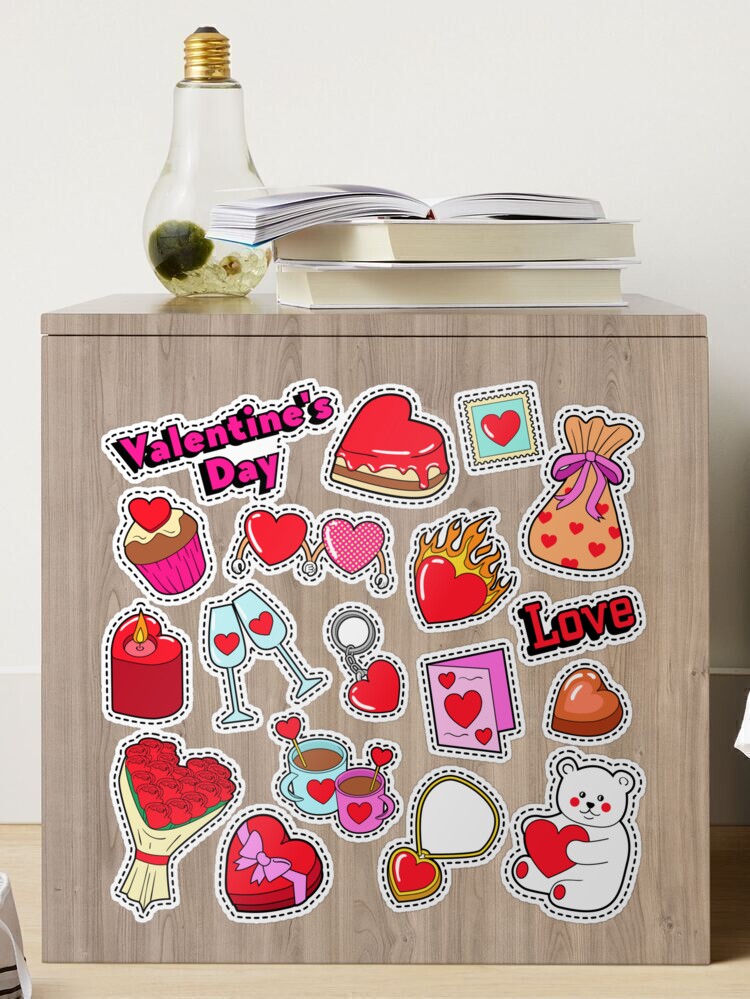 Pegatina for Sale con la obra «Feliz día de San Valentín Doodle para  Scrapbook, pegatinas, parches, insignias.» de ivector