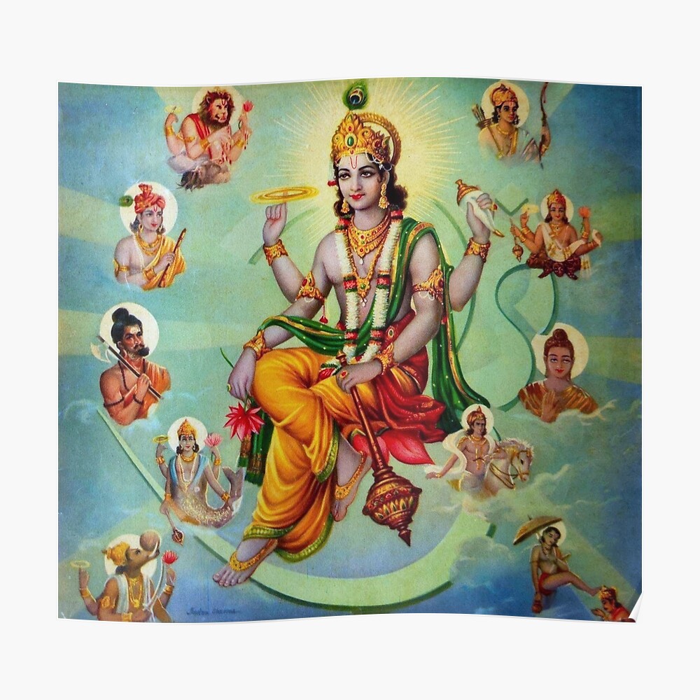 Vishnu Surrounded by his Avatars\