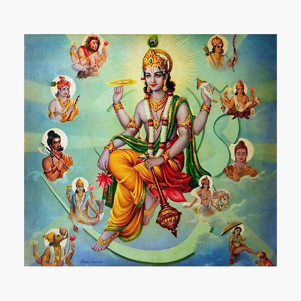 Vishnu Surrounded by his Avatars\