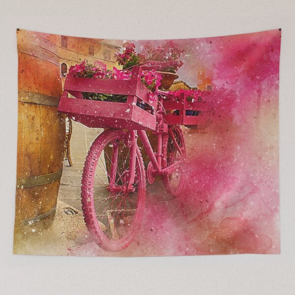 Item preview, Bicycle supported on a barrel abstract painting designed and sold by RafaelLima7.
