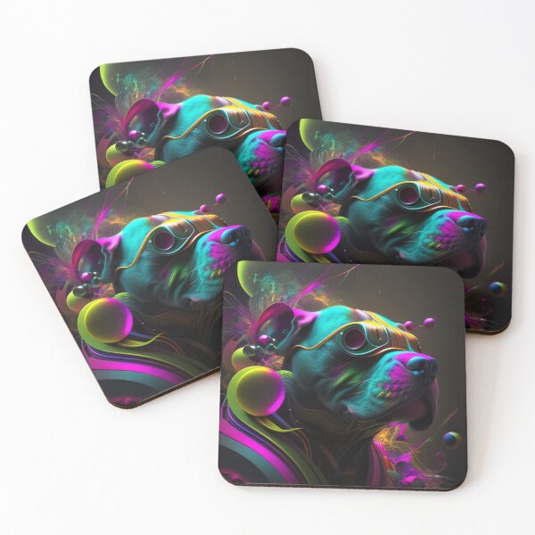 Item preview, Surreal - Abstract - Neon - Cyberpunk Pitbull - Custom Digital Art Design designed and sold by TheHappyK.