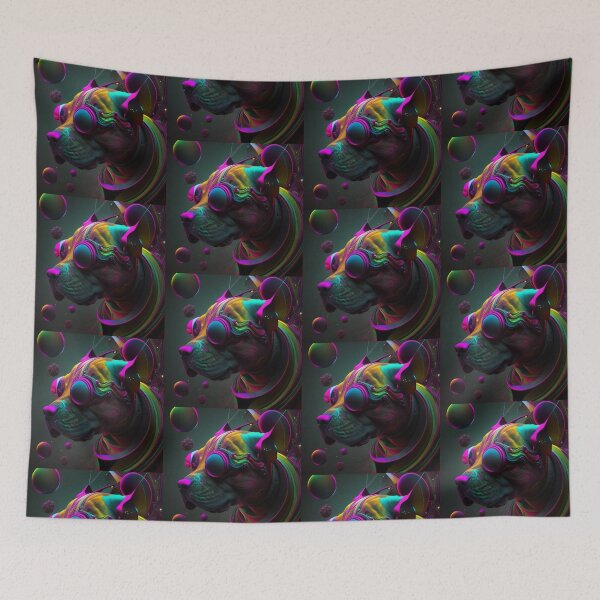 Item preview, Surreal - Abstract - Neon - Cyberpunk Pitbull - Custom Digital Art Design designed and sold by TheHappyK.