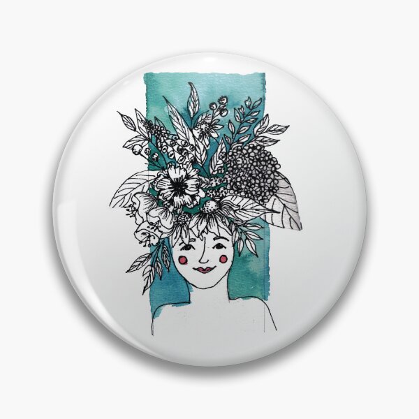 Item preview, Inked flower head  designed and sold by The kitschy Citrus.