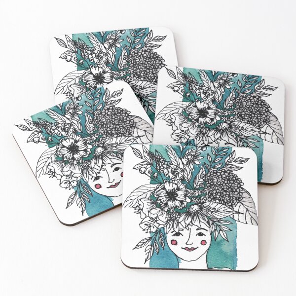 Item preview, Inked flower head  designed and sold by The kitschy Citrus.