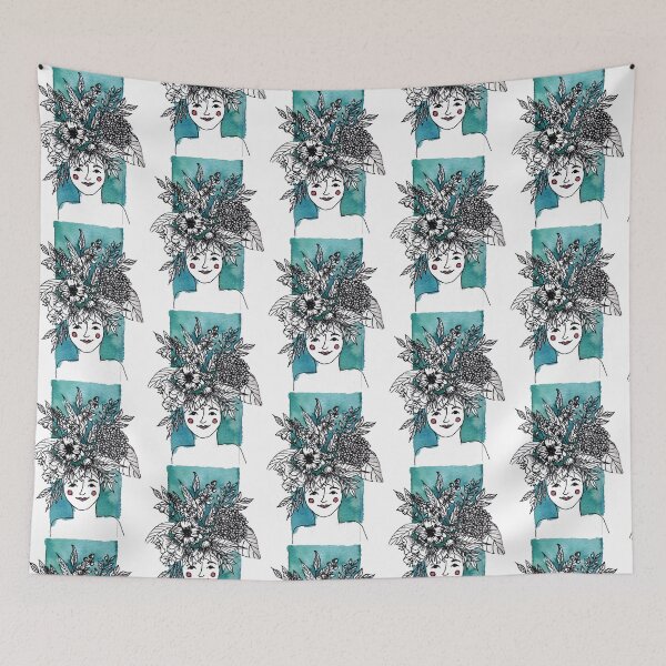 Item preview, Inked flower head  designed and sold by The kitschy Citrus.
