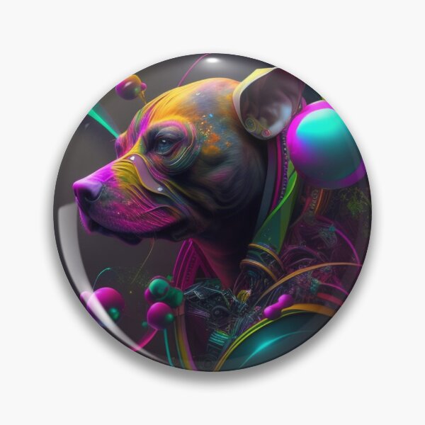Item preview, Surreal - Abstract - Neon - Cyberpunk Pitbull - Custom Digital Art Design designed and sold by TheHappyK.