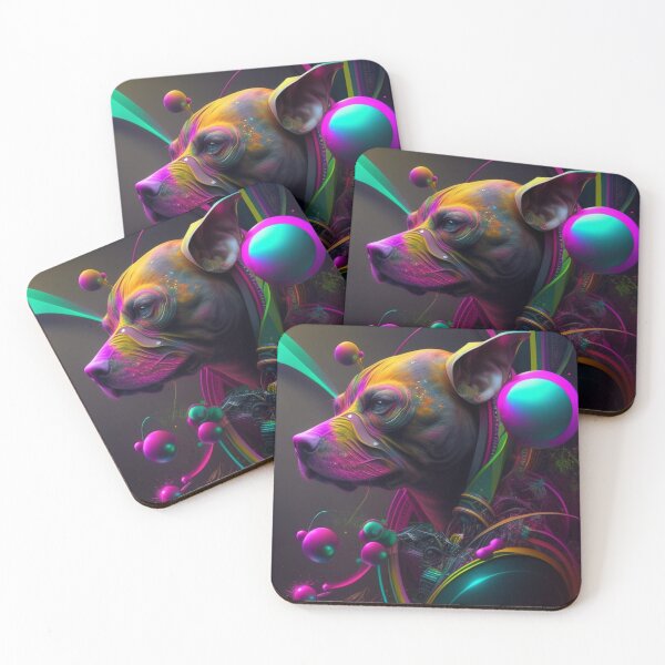 Item preview, Surreal - Abstract - Neon - Cyberpunk Pitbull - Custom Digital Art Design designed and sold by TheHappyK.