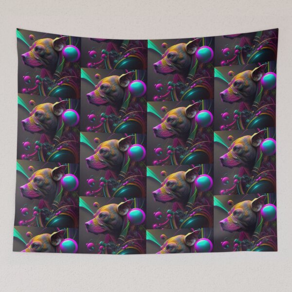 Item preview, Surreal - Abstract - Neon - Cyberpunk Pitbull - Custom Digital Art Design designed and sold by TheHappyK.