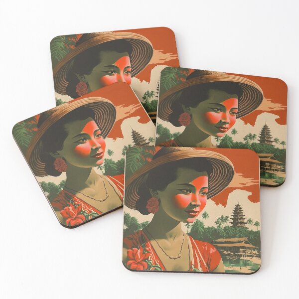 Item preview, Hanoi Vietnam Woman Vintage Travel Art Poster designed and sold by OldTravelArt.