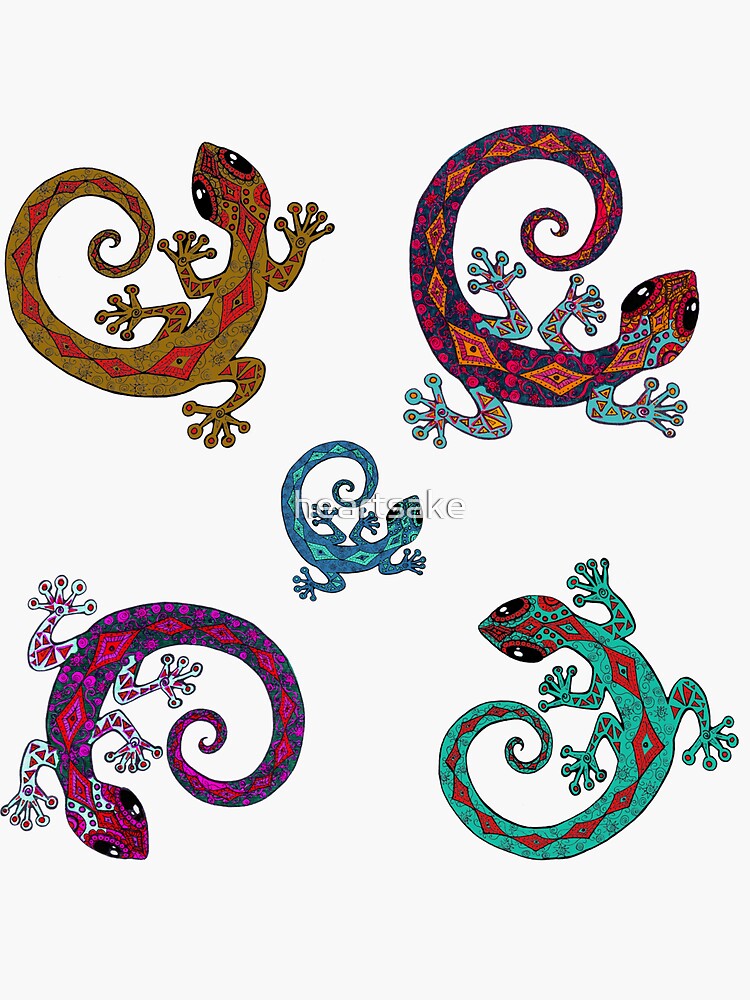 Thumbnail 3 of 3, Sticker, Hand Painted Geckos Sticker Pack designed and sold by heartsake.
