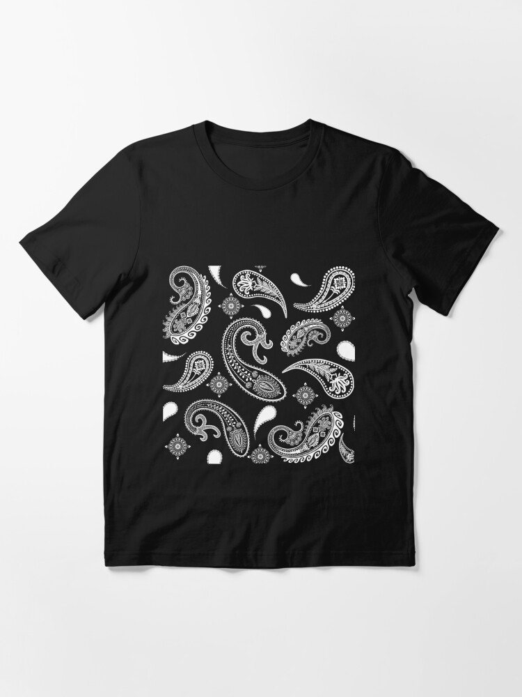 Essential T-Shirt for Sale mit Paisley-Muster auf Schwarzem von rlnielsen4